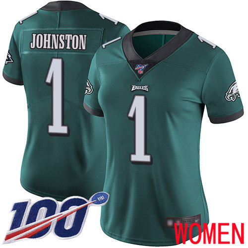 Women Philadelphia Eagles #1 Cameron Johnston Midnight Green Team Color Vapor Untouchable NFL Jersey 100th->nfl t-shirts->Sports Accessory
